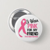 Ik Draag roze voor mijn vriend Ronde Button 5,7 Cm (Voorkant /achterkant)