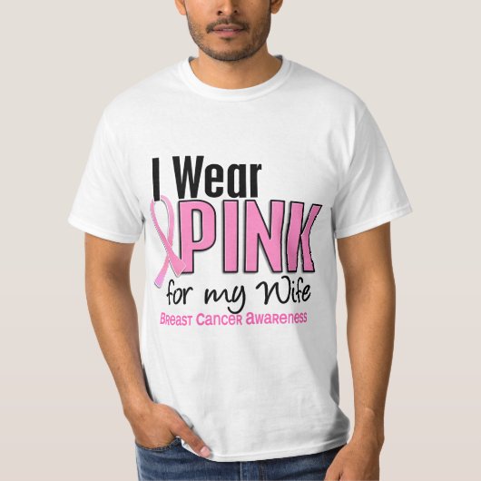 Ik Draag roze voor mijn vrouw 10 borstkanker T-shirt (Voorkant)