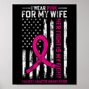 Ik Draag roze voor mijn vrouw Borstkanker Bewustzi Poster