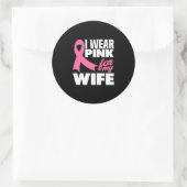 Ik Draag roze voor mijn vrouw borstkanker Ronde Sticker (Tas)
