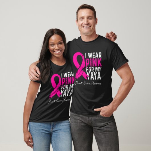 Ik Draag roze voor mijn Yaya Breast Kanker Bewusth T-shirt (Unisex)