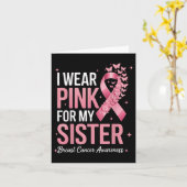 Ik draag roze voor mijn zus borstkanker bewustzijn kaart (Gele Bloem)