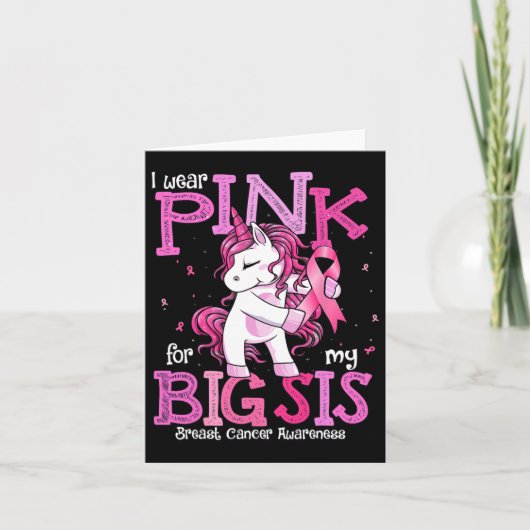 Ik Draag roze voor mijn zus Shirt borstkanker awar Kaart (Voorkant)