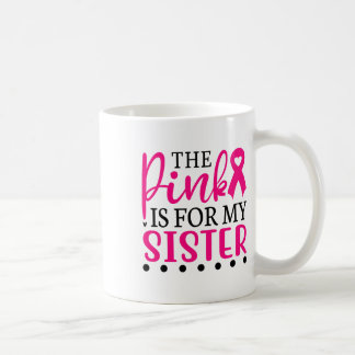 Ik Draag roze voor mijn zus T Shirt borstkanker AW Koffiemok