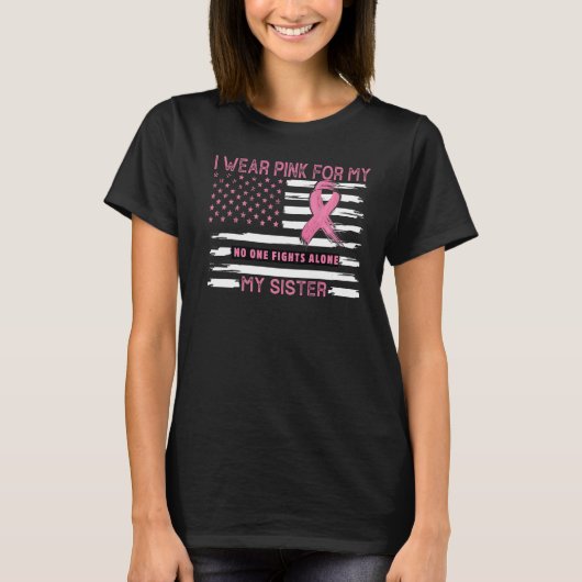 Ik Draag roze voor mijn zusje Pink US Flag T-shirt (Voorkant)