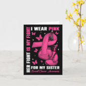 Ik Draag roze voor mijn zuster Borstkanker Kaart (Gele Bloem)