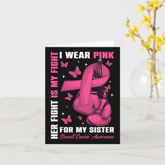 Ik Draag roze voor mijn zuster Borstkanker Kaart (Gele Bloem)