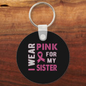 Ik Draag roze voor mijn zuster Borstkanker Sleutelhanger (Voorkant)
