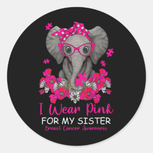 Ik Draag roze voor mijn zuster olifantenborst A Ronde Sticker