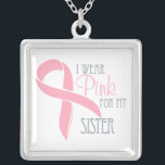 Ik Draag Roze voor mijn zuster Zilver Vergulden Ketting<br><div class="desc">Het tonen van steun voor je geliefde die door de verschrikkelijke ziekte kanker gaat.</div>
