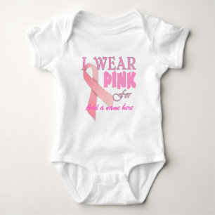Ik Draag roze voor naam Tempate for Breast Cancer Romper