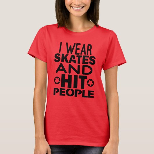 Ik draag schaatsen en sloeg mensen, Roller Derby T-shirt (Voorkant)