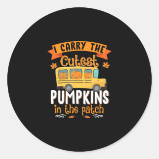 Ik draag schattigste pompoenen in Patch School Bus Ronde Sticker