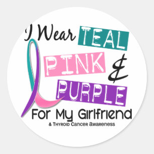 Ik Draag schildklierkankerlint voor mijn Vriendin  Ronde Sticker