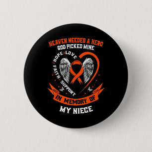 Ik Draag Sinaasappel in herinnering aan mijn nicht Ronde Button 5,7 Cm