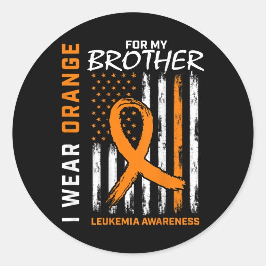 Ik Draag Sinaasappel voor Brother Leukemia Awarene Ronde Sticker (Voorkant)