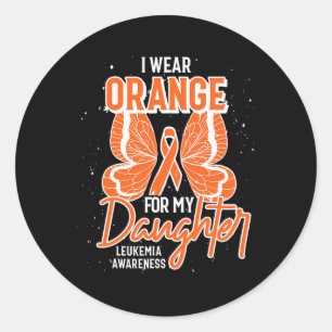 Ik Draag Sinaasappel voor mijn dochtervlinder leuk Ronde Sticker