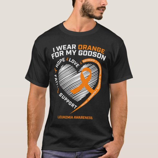 Ik Draag Sinaasappel voor mijn Godson Leukemia Awa T-shirt (Voorkant)