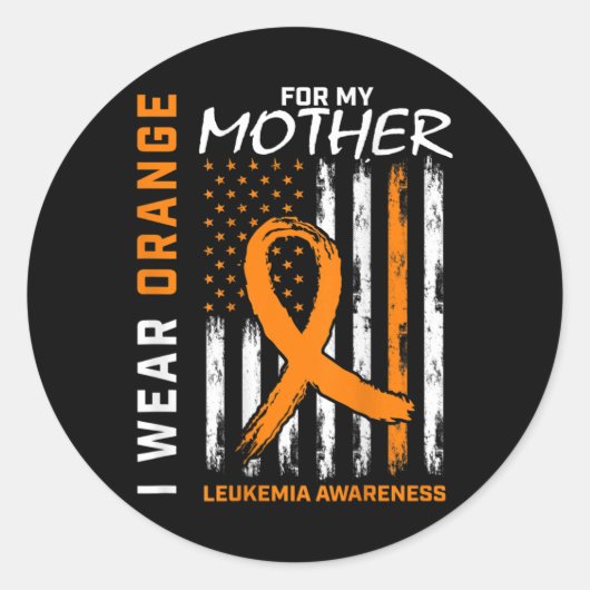 Ik Draag Sinaasappel voor mijn moeder leukemie bew Ronde Sticker (Voorkant)