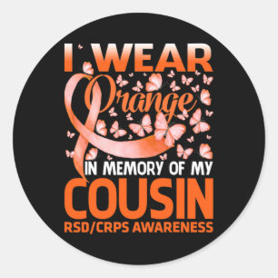 Ik Draag Sinaasappel voor mijn neef RSD CRPS Aware Ronde Sticker