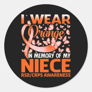 Ik Draag Sinaasappel voor mijn nichtje RSD CRPS Aw Ronde Sticker