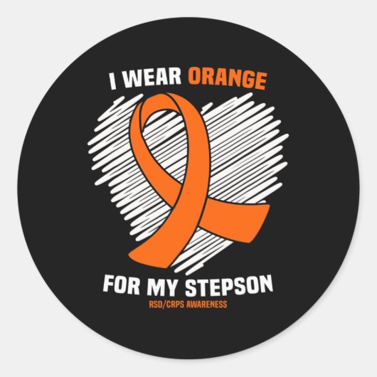 Ik Draag Sinaasappel voor mijn Stepson RSDCRPS-bew Ronde Sticker (Voorkant)