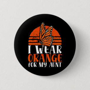 Ik Draag Sinaasappel voor mijn tante boeiende vlin Ronde Button 5,7 Cm