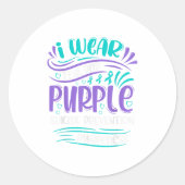 Ik draag Teal en Paars Suïcidepreventie-bewustzijn Ronde Sticker (Voorkant)