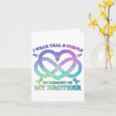 Ik draag teal & paarse herinnering aan mijn broer kaart (Gele Bloem)