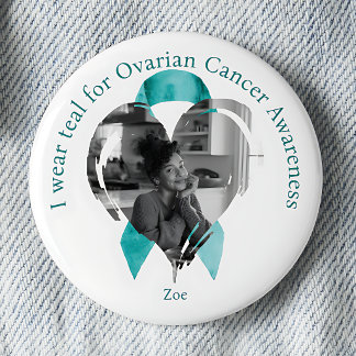 Ik draag teal voor foto met eierstokkankerbewustzi ronde button 5,7 cm