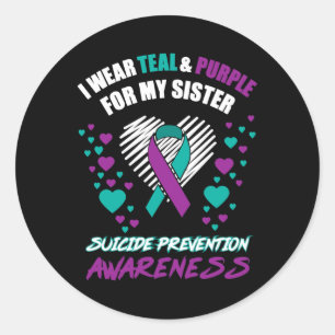 Ik Draag Tealandpurple voor mijn zus Suicide Preve Ronde Sticker