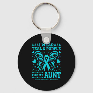Ik draag turkoois en paars voor mijn tante sleutelhanger