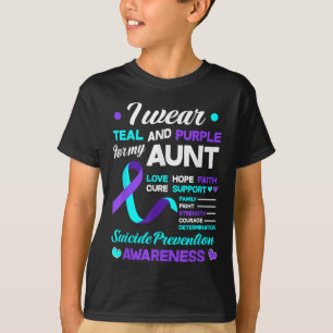 Ik draag turkoois en paars voor mijn tante zelfmoo t-shirt