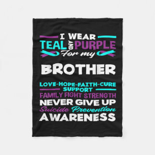 Ik draag turquoise en paars voor de suicide awaren fleece deken