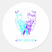 Ik Draag Turquoise En Paars Zelfmoordbewustzijn Vl Ronde Sticker (Voorkant)