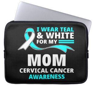 Ik draag turquoise en wit mijn moeder baarmoederha laptop sleeve