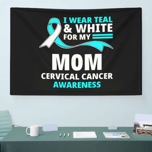 Ik draag turquoise en wit mijn moeder baarmoederha spandoek (Beurs)