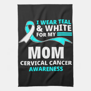 Ik draag turquoise en wit mijn moeder baarmoederha theedoek