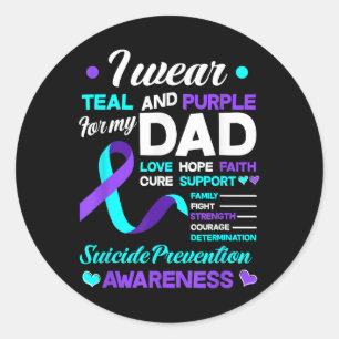 Ik draag turquoise & paars voor de preventie van z ronde sticker