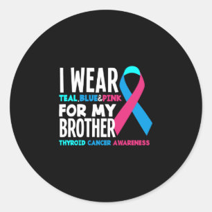Ik Draag voor mijn broer Thyroid Cancer Awareness Ronde Sticker