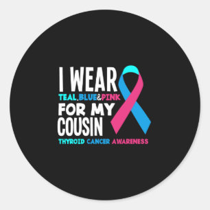 Ik Draag voor mijn neef Thyroid Cancer Awareness Ronde Sticker