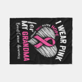 Ik Draag voor mijn oma hart borstkanker bewust Fleece Deken (Voorkant (Horizontaal))