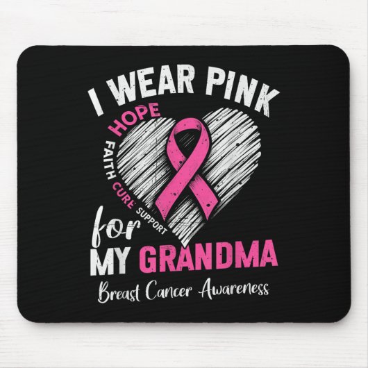 Ik Draag voor mijn oma hart borstkanker bewust Muismat (Voorkant)