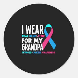 Ik Draag voor mijn opa Thyroid Cancer Awareness Ronde Sticker
