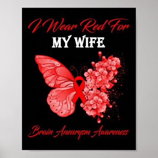 Ik Draag voor mijn vrouw Brain Aneurysm Awareness Poster (Voorkant)