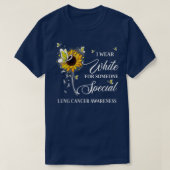 Ik Draag White voor longkanker Awareness Sunflower T-shirt (Design voorkant)
