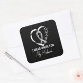 Ik Draag White voor mijn man Lung Cancer Awareness Vierkante Sticker (Envelop)