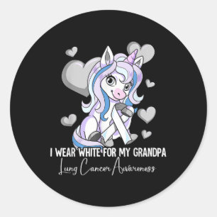 Ik Draag White voor mijn opa Lung Cancer Bewusthei Ronde Sticker