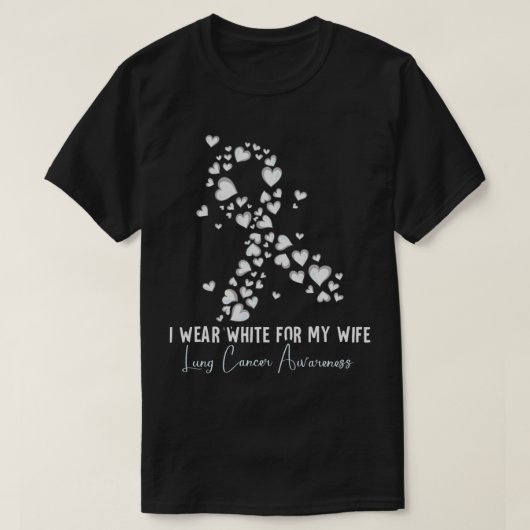 Ik Draag White voor mijn vrouw Lung Cancer Awarene T-shirt (Design voorkant)