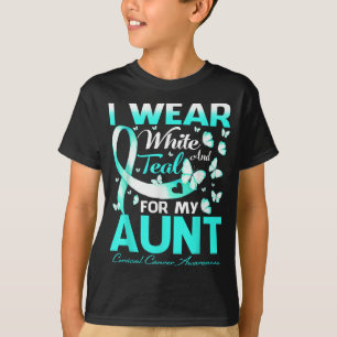 Ik Draag wit en Blauwgroen voor mijn tante Cervica T-shirt